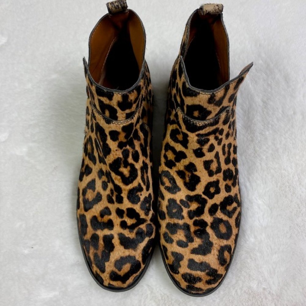 Franco Sarto Bernie 2 Boots‎ Women's Camel Hair Leopard Print Bootie, size 6